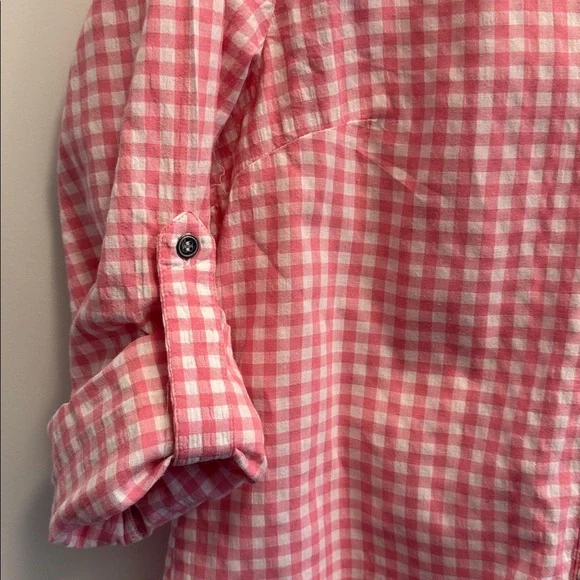 Kut from the Kloth pink gingham button down blouse, Small - Picture 3 of 8